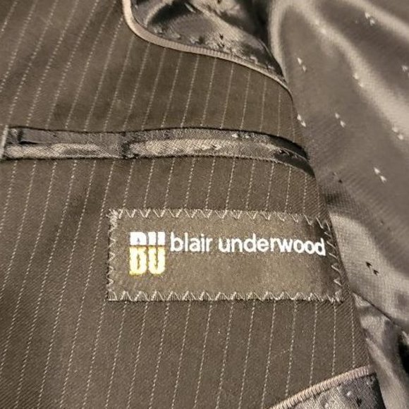 Blair Underwood suit coat jacket blazer, size 42R, black pinstripe, new w/o tags - Picture 7 of 7